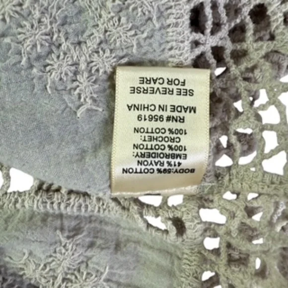 NWT Fever Ivory Color 3/4 Sleeve Crochet Cotton Relaxed Fit Top Size L - Picture 8 of 12